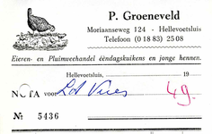 HE_GROENEVELD_002 Hellevoetsluis, Groeneveld - P. Groeneveld, Eieren- en Pluimveehandel ééndagskuikens en jonge hennen