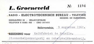HE_GROENEVELD_003 Hellevoetsluis, Groeneveld - L. Groeneveld. Radio - Electrotechnisch Bureau - Televisie. Benzine- en ...