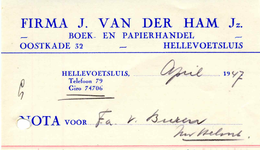 HE_HAM_001 Hellevoetsluis, Van der Ham - Firma J. van der Ham Jz. Boek- en papierhandel, (1947)