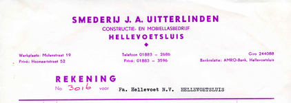 HE_UITTERLINDEN_002 Hellevoetsluis, Uitterlinden - Smederij J.A. Uitterlinden. Constructie- en mobiellasbedrijf, (1970)