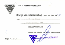 HE_VVV_001 Hellevoetsluis, VVV - V.V.V. Hellevoetsluis, bewijs van lidmaatschap, (1978)