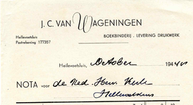 HE_WAGENINGEN_001 Hellevoetsluis, van Wageningen - J.C. van Wageningen, boekbinderij, levering drukwerk, (1948)