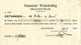 HE_WATERLEIDING_001 Hellevoetsluis, Waterleiding - Gemeente Waterleiding, Hellevoetsluis, (1935)