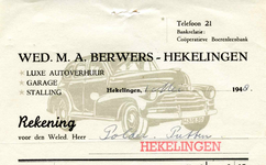 HK_BERWERS_001 Hekelingen, Berwers - Wed. M.A. Berwers, luxe autoverhuur, garage, stalling, (1948)