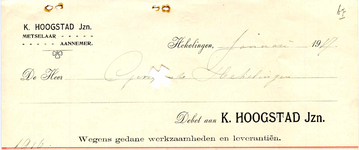 HK_HOOGSTAD_001 Hekelingen, Hoogstad - K. Hoogstad Jzn., Metselaar - Aannemer, (1917)