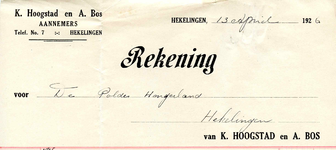 HK_HOOGSTAD_003 Hekelingen, Hoogstad en Bos - K. Hoogstad en A. Bos, Aannemers, (1926)