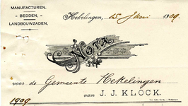 HK_KLOCK_001 Hekelingen, Klock - Manufacturen, Bedden, Landbouwzaden, J.J. Klock, (1909)