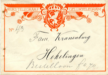 HK_KRANENBURG_002 Hekelingen, Kranenburg - Fam. Kranenburg, Rijks Telegraaf - Geluktelegram, (1935)