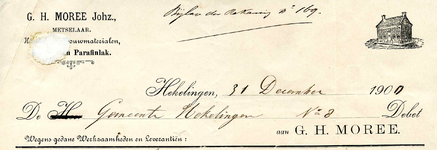 HK_MOREE_002 Hekelingen, Moree - G.H. Moree Johz., Metselaar. Handel in bouwmaterialen. Silecaat en parafinlak, (1900)