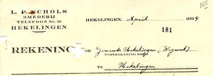 HK_SCHOLS_004 Hekelingen, Schols - L.P. Schols, Smederij, (1934)