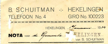HK_SCHUITMAN_001 Hekelingen, Schuitman - B. Schuitman, (1934)