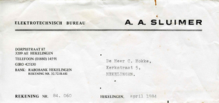 HK_SLUIMER_001 Hekelingen, Sluimer - Elektrotechnisch Bureau A.A. Sluimer, (1984)