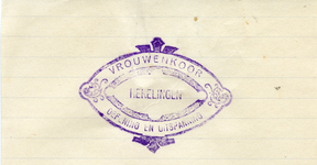 HK_VROUWENKOOR_001 Hekelingen, Vrouwenkoor Oefening en Uitspanning - Factuur aan L. de Raat 5 3/4 dag a f 2,75 = f ...