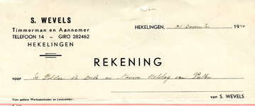 HK_WEVELS_002 Hekelingen, Wevels - S. Wevels, Timmerman en Aannemer, (1940)