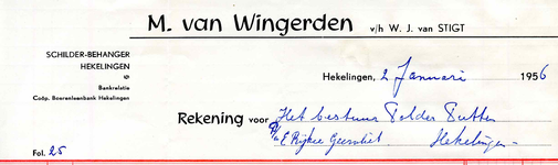 HK_WINGERDEN_001 Hekelingen, Wingerden - M. van Wingerden. Schilder-Behanger, (1956)