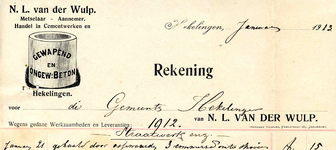 HK_WULP_002 Hekelingen, Wulp - N.L. van der Wulp, Metselaar - Aannemer. Handel in cementwerken. Gewapend en ongew. ...