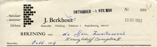 HV_BERKHOUT_002 Heenvliet, Berkhout - J. Berkhout, metselaar-aannemer. Silobouw, (1959)