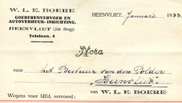 HV_BOERE_001 Heenvliet, Boere - W.L.E. Boere, goederenvervoer en autoverhuur-inrichting, (1933)