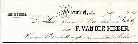 HV_GIESSEN_001 Heenvliet, Giessen - P. van der Giessen, handel in steenkolen, (1874)