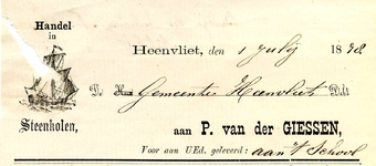 HV_GIESSEN_002 Heenvliet, Giessen - P. van der Giessen, handel in steenkolen, (1878)