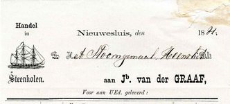 HV_GRAAF_001 Heenvliet, Van der Graaf - Jb. van der Graaf, handel in steenkolen Nieuwesluis, (1881)