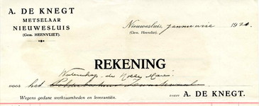 HV_KNEGT_002 Heenvliet, Knegt - A. de Knegt, metselaar Nieuwesluis (gem. Heenvliet), (1921)