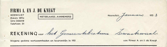 HV_KNEGT_003 Heenvliet, De Knegt - Firma A. en J. de Knegt, Metselaars - Aannemers, (1953)