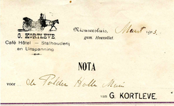 HV_KORTLEVE_001 Heenvliet, Kortleve - G. Kortleve, Café Hotel - Stalhouderij en uitspanning Nieuwesluis, (1913)