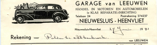 HV_LEEUWEN_001 Heenvliet, Van Leeuwen - Garage van Leeuwen, handel in motoren en automobielen, 1e klas ...