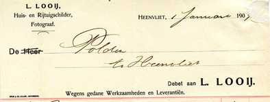 HV_LOOIJ_001 Heenvliet, Looij - L. Looij, Huis- en rijtuigschilder, Fotograaf, (1907)