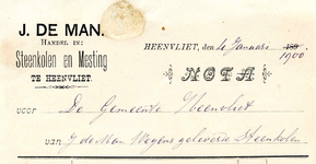 HV_MAN_001 Heenvliet, De Man - J. de Man, Handel in: Steenkolen en Mesting te Heenvliet, (1900)