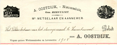 HV_OOSTDIJK_002 Heenvliet, Oostdijk - A. Oostdijk, Mr. Metselaar en aannemer Nieuwesluis gem. Heenvliet, (1905)