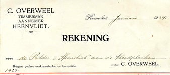 HV_OVERWEEL_001 Heenvliet, Overweel - C. Overweel, Timmerman - Aannemer, (1924)