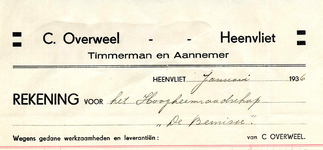 HV_OVERWEEL_002 Heenvliet, Overweel - C. Overweel, Timmerman en Aannemer Heenvliet, (1936)