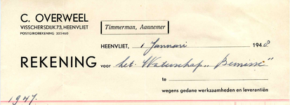 HV_OVERWEEL_003 Heenvliet, Overweel - C. Overweel, Timmerman, Aannemer, (1948)