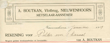 NN_BOUTKAN_001 Nieuwenhoorn, Boutkan - A. Boutkan, Metselaar-Aannemer, (1919)