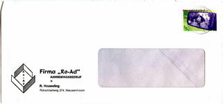 NN_HOUWELING_001 Nieuwenhoorn, Ro-Ad - Firma Ro-Ad, aannemingsbedrijf R. Houweling (ENVELOPPE), (1988)