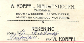 NN_KORPEL_002 Nieuwenhoorn, Korpel - A. Korpel, Boomkweekerij, bloemisterij. Aanleg en onderhoud van tuinen