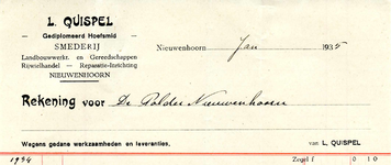 NN_QUISPEL_002 Nieuwenhoorn, Quispel - L. Quispel, gediplomeerd hoefsmid, smederij. Landbouwwerktuigen en ...