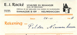 NN_RACKÉ_001 Nieuwenhoorn, Racké - E.J. Racké, Schilder en Behanger. Glas- en verfhandel. Speciaal in het beglazen van ...