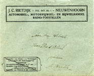 NN_RIETDIJK_002 Nieuwenhoorn, Rietdijk - J.C. Rietdijk, Automobiel-, motorrijwiel- en rijwielhandel. Radio-toestellen. ...