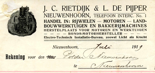 NN_RIETDIJK_003 Nieuwenhoorn, Rietdijk - J.C. Rietdijk & L. de Pijper, Handel in: Rijwielen - Motoren - ...