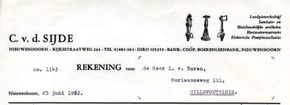 NN_SIJDE_003 Nieuwenhoorn, Van der Sijde - C. v.d. Sijde, Loodgietersbedrijf. Sanitair- en Huishoudelijke artikelen. ...