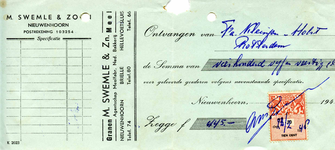 NN_SWEMLE_002 Nieuwenhoorn, Swemle - M. Swemle & zoon, agentschap meelfabriek Ned. Bakkerij, (1948)