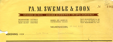 NN_SWEMLE_003 Nieuwenhoorn, Swemle - Fa. M. Swemle & Zoon, Granen en meel. Erkend schonings- en opslagbedrijf, (1956)