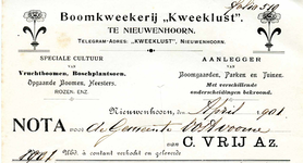 NN_VRIJ_001 Nieuwenhoorn, Vrij - Boomkweekerij Kweeklust . Speciale cultuur van vruchtboomen, boschplantsoen. Opgaande ...