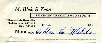 NS_BLOK_001 Nieuwesluis, Blok - M. Blok & Zoon. Luxe- en vrachtautobedrijf, (1963)