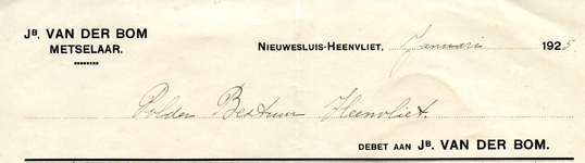 NS_BOM_001 Nieuwesluis, Van der Bom - Jb. van der Bom, Metselaar, (1925)