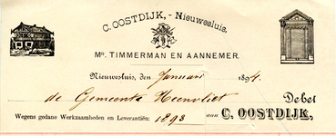 NS_OOSTDIJK_001 Nieuwesluis, Oostdijk - C. Oostdijk, Mr. Timmerman en Aannemer, (1894)