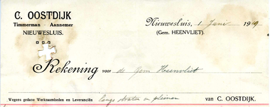 NS_OOSTDIJK_004 Nieuwesluis, Oostdijk - C. Oostdijk, Timmerman - Aannemer, (1919)